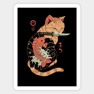 Carp Tattooed Cat Magnet